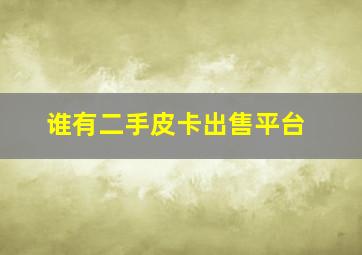 谁有二手皮卡出售平台