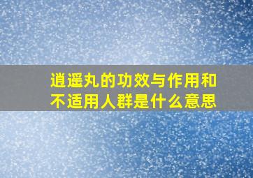 逍遥丸的功效与作用和不适用人群是什么意思