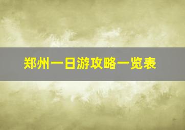 郑州一日游攻略一览表