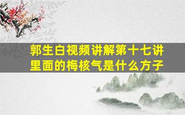 郭生白视频讲解第十七讲里面的梅核气是什么方子