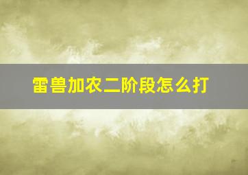 雷兽加农二阶段怎么打