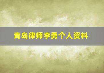 青岛律师李勇个人资料