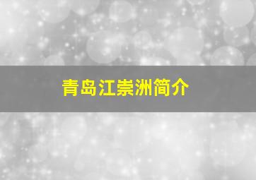 青岛江崇洲简介