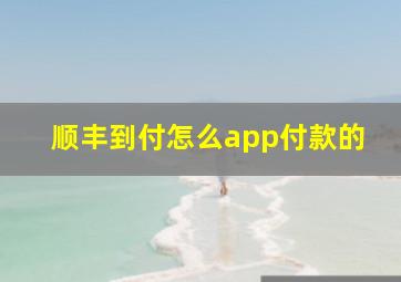 顺丰到付怎么app付款的