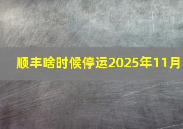 顺丰啥时候停运2025年11月