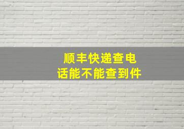 顺丰快递查电话能不能查到件