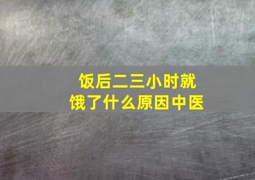 饭后二三小时就饿了什么原因中医